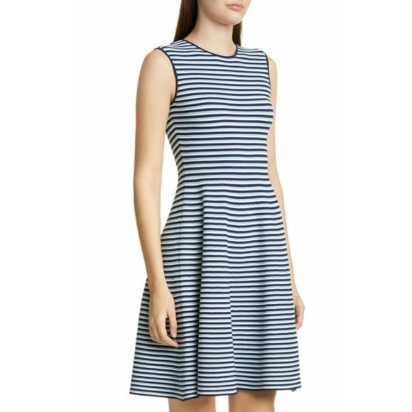 AKRIS PUNTO Striped Knit Fit & Flare Dress - Picture 1 of 4